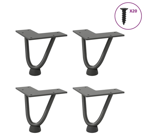 Patas de mesa tipo horquilla 4 uds acero macizo antracita 10 cm