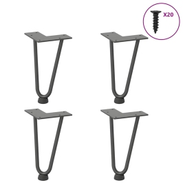 Patas de mesa tipo horquilla 4 uds acero macizo antracita 20 cm