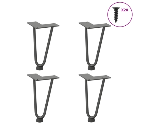 Patas de mesa tipo horquilla 4 uds acero macizo antracita 20 cm