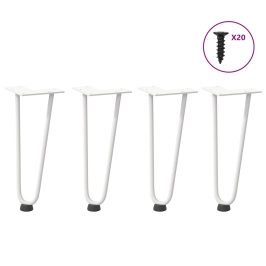 Patas de mesa tipo horquilla 4 uds acero macizo blanco 30 cm