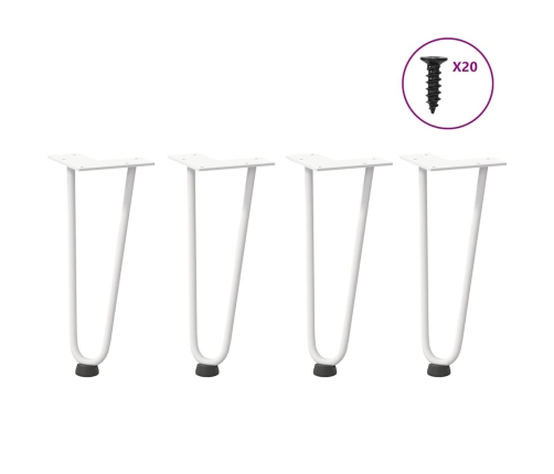 Patas de mesa tipo horquilla 4 uds acero macizo blanco 30 cm