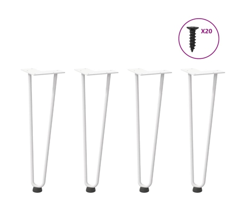 Patas de mesa tipo horquilla 4 uds acero macizo blanco 42 cm