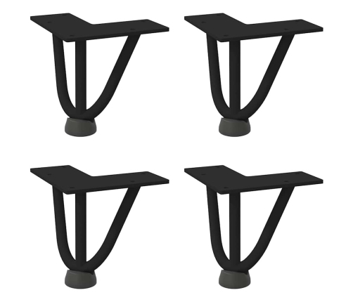 Patas de mesa tipo horquilla 4 unidades acero macizo negro 10cm