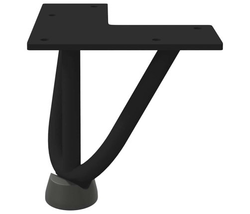 Patas de mesa tipo horquilla 4 unidades acero macizo negro 10cm