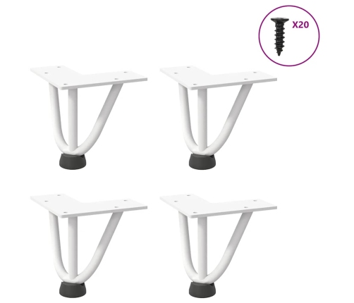 Patas de mesa tipo horquilla 4 uds acero macizo blanco 10 cm