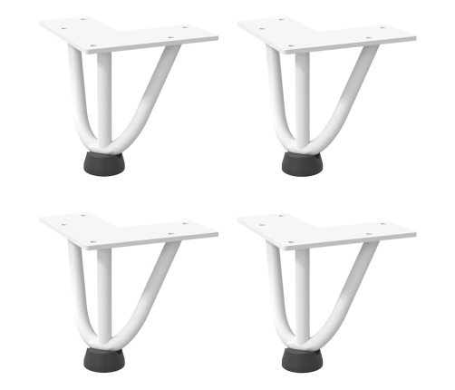 Patas de mesa tipo horquilla 4 uds acero macizo blanco 10 cm