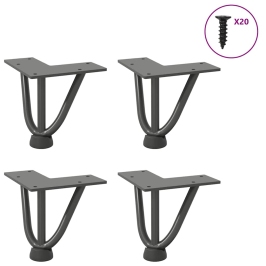 Patas de mesa tipo horquilla 4 uds acero macizo antracita 10 cm