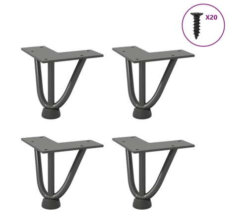 Patas de mesa tipo horquilla 4 uds acero macizo antracita 10 cm