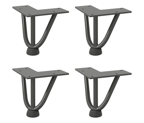 Patas de mesa tipo horquilla 4 uds acero macizo antracita 10 cm