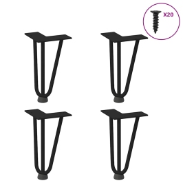 Patas de mesa tipo horquilla 4 uds acero macizo negro 20 cm