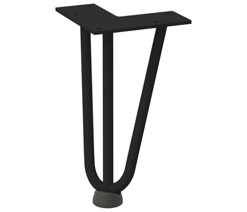 Patas de mesa tipo horquilla 4 uds acero macizo negro 20 cm