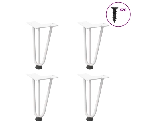 Patas de mesa tipo horquilla 4 uds acero macizo blanco 20 cm