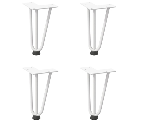 Patas de mesa tipo horquilla 4 uds acero macizo blanco 20 cm