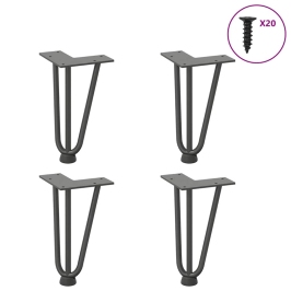 Patas de mesa tipo horquilla 4 uds acero macizo antracita 20 cm