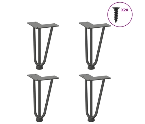 Patas de mesa tipo horquilla 4 uds acero macizo antracita 20 cm