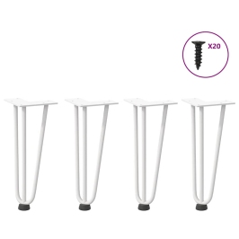 Patas de mesa tipo horquilla 4 uds acero macizo blanco 30 cm