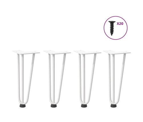 Patas de mesa tipo horquilla 4 uds acero macizo blanco 30 cm