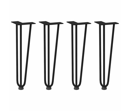 Patas de mesa tipo horquilla 4 uds acero macizo negro 42 cm