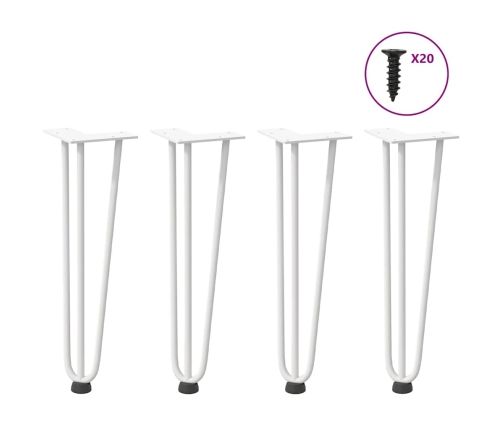 Patas de mesa tipo horquilla 4 uds acero macizo blanco 42 cm