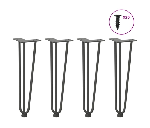 Patas de mesa tipo horquilla 4 uds acero macizo antracita 42 cm