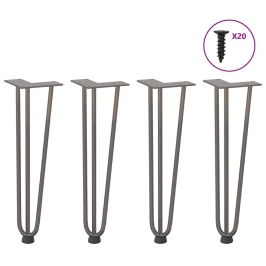 Patas mesa tipo horquilla 4 uds acero macizo acero natural 42cm