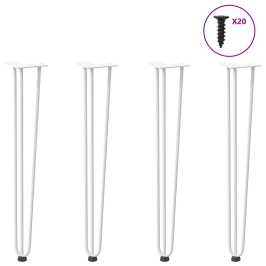 Patas de mesa tipo horquilla 4 uds acero macizo blanco 72 cm