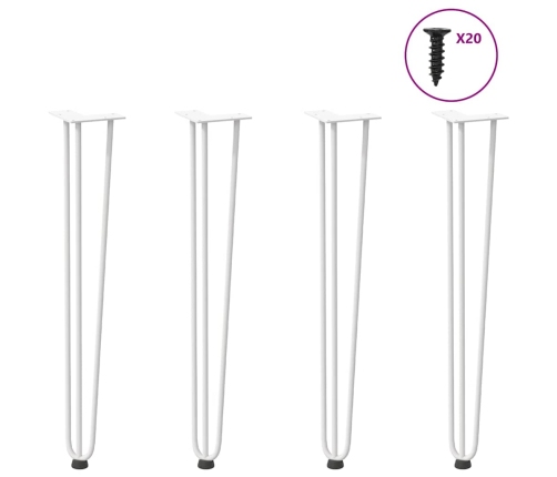 Patas de mesa tipo horquilla 4 uds acero macizo blanco 72 cm