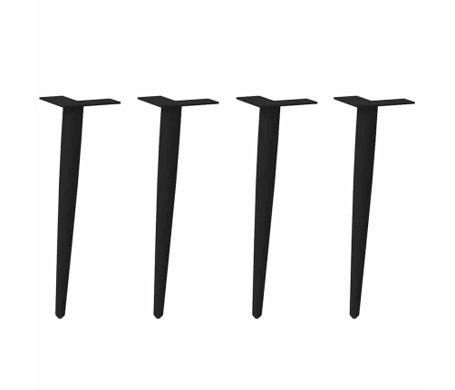 Patas para mesa de centro cónicas 4 uds acero negro 30-31 cm