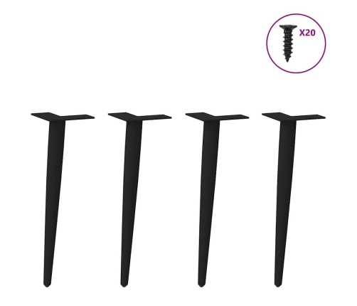 Patas para mesa de centro cónicas 4 uds acero negro 30-31 cm
