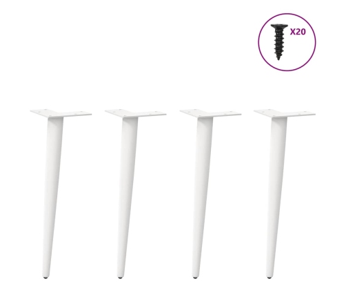 Patas para mesa de centro cónicas 4 uds acero blanco 30-31 cm