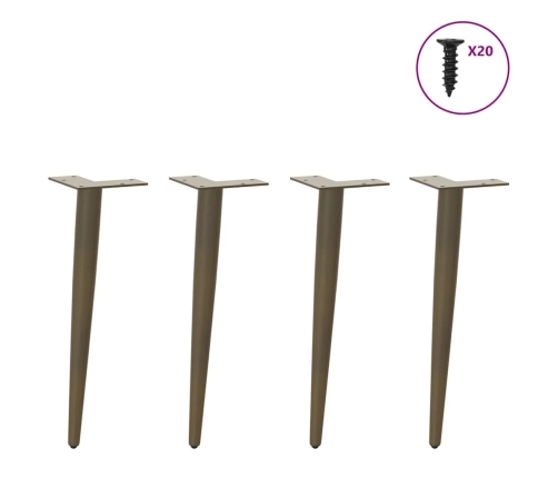 Patas para mesa de centro cónicas 4 uds acero natural 42-43cm