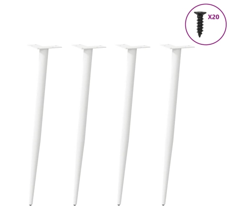 Patas para mesa de centro cónicas 4 uds acero blanco 72-73 cm