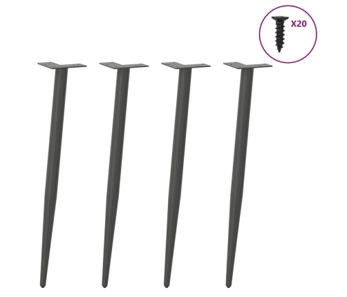 Patas para mesa de centro cónicas 4 uds acero antracita 72-73cm