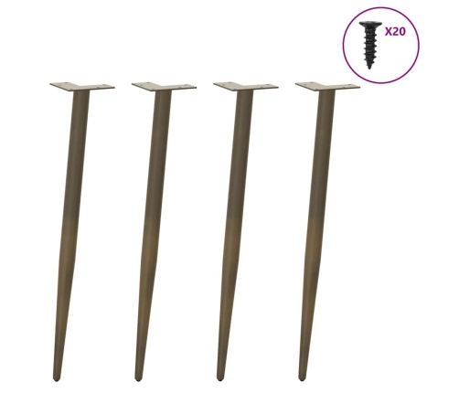 Patas para mesa de centro cónicas 4 uds acero natural 72-73cm