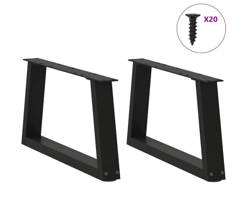 Patas para mesa de comedor forma V 2 uds negro 50x(30-31,3) cm