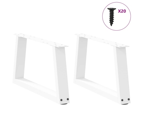 Patas para mesa de comedor forma V 2 uds blanco 50x(30-31,3) cm