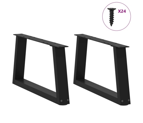 Patas para mesa de comedor forma V 2 uds negro 60x(30-31,3) cm