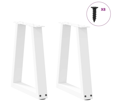 Patas para mesa de comedor en forma de V 2 uds blanco acero