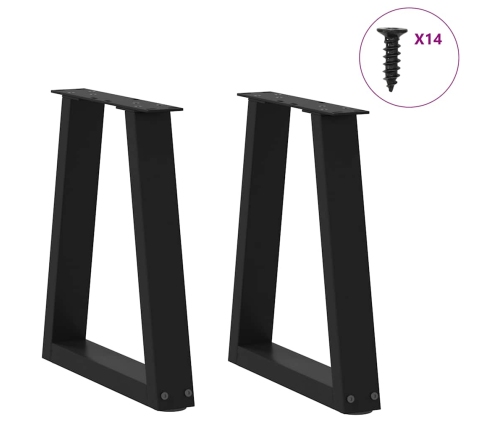 Patas para mesa de comedor en forma de V 2 uds acero negro