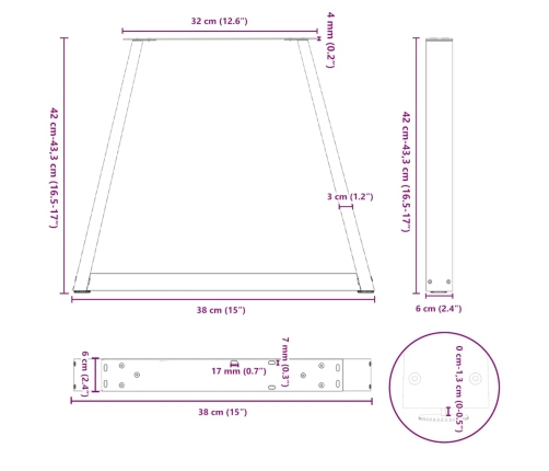 Patas para mesa de comedor en forma de V 2 uds acero negro