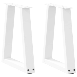 Patas para mesa de comedor en forma de V 2 uds blanco acero