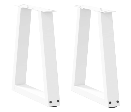 Patas para mesa de comedor en forma de V 2 uds blanco acero