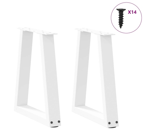 Patas para mesa de comedor en forma de V 2 uds blanco acero