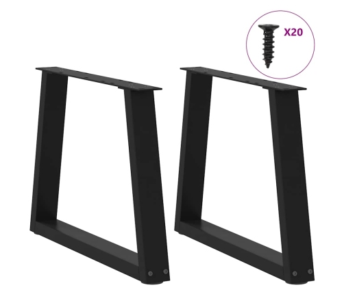 Patas para mesa de comedor forma V 2 uds negro 50x(42-43,3) cm