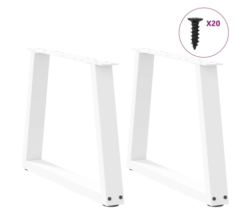 Patas para mesa de comedor forma V 2 uds blanco 50x(42-43,3) cm