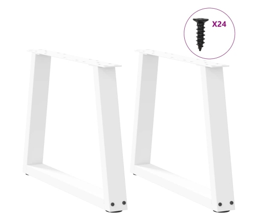 Patas para mesa de comedor forma V 2 uds blanco 60x(42-43,3) cm