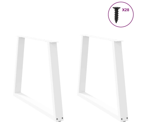 Patas para mesa de comedor en forma de V 2 uds acero blanco