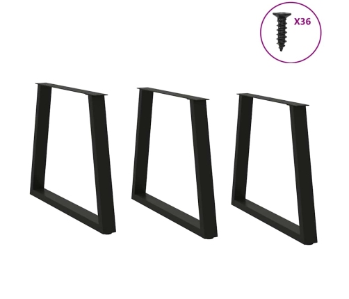 Patas para mesa de comedor en forma de V 3 uds acero negro