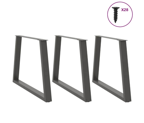 Patas para mesa comedor forma V 3uds antracita 90x(72-73,3) cm