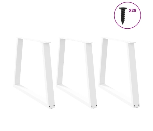 Patas mesa comedor forma V 3uds acero blanco 100x(72-73,3)cm